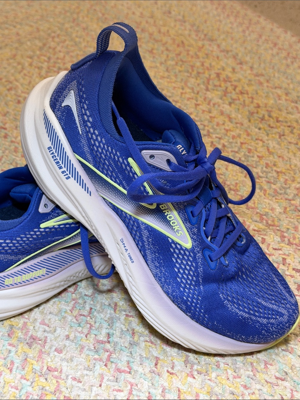 Brooks Women’s Glycerin GTS 22 Running Shoes in Royal Blue with Lime 🍋🟩 Green - Picture 15 of 15